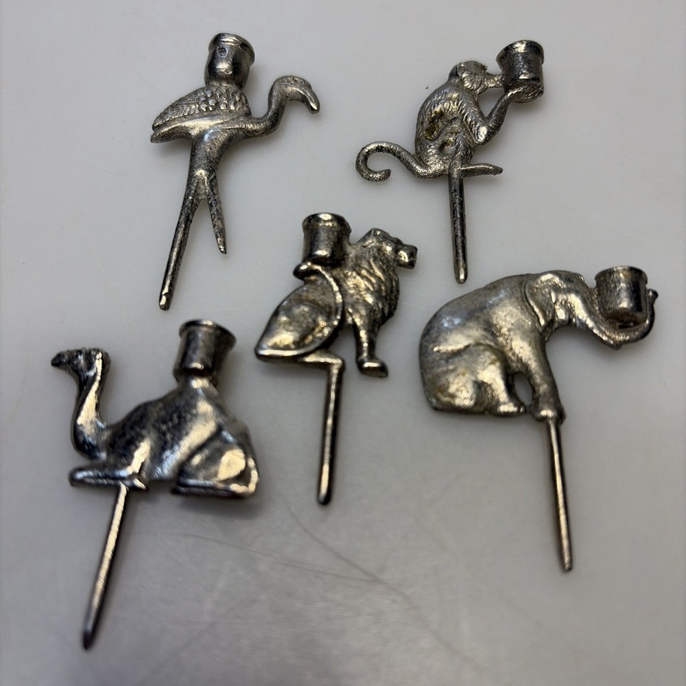 NIB MARIPOSA Circus Theme Candle Holder Set of 5 Handcrafted in Aluminum