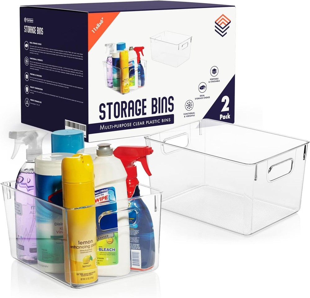 Clear Plastic Storage Boxes for Pantry & Cabinet Organization
