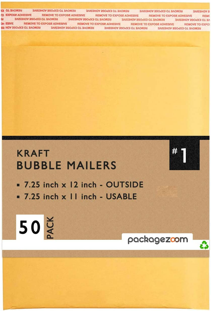 50 Pack 7.25x12 Kraft Bubble Mailers – Durable Padded Shipping Envelopes