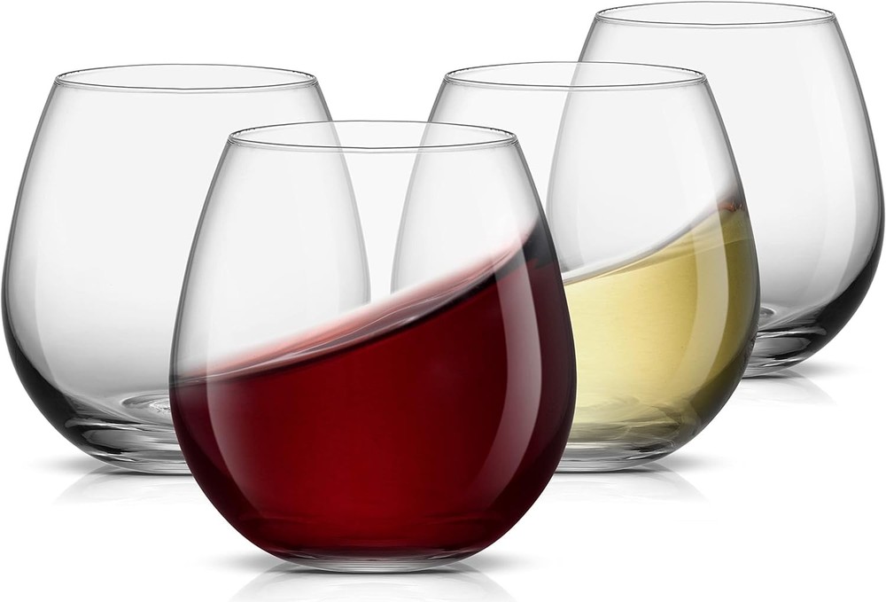 15 oz Spirits Stemless Wine Glass Set of 4 for Red or White Wine