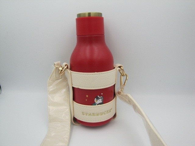 Starbucks 2021 China Merry Christmas Red Penguin 15 oz Vacuum Cup w Belt Cover