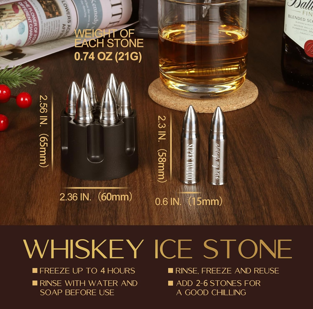 Fathers Day Gift – Super Daddio Whiskey Stones from Son or Daughter Birthday-image
