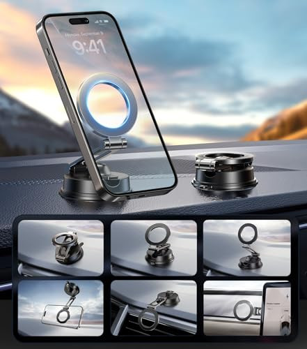 MagSafe Folding Car Phone Mount for Dashboard & Windshield