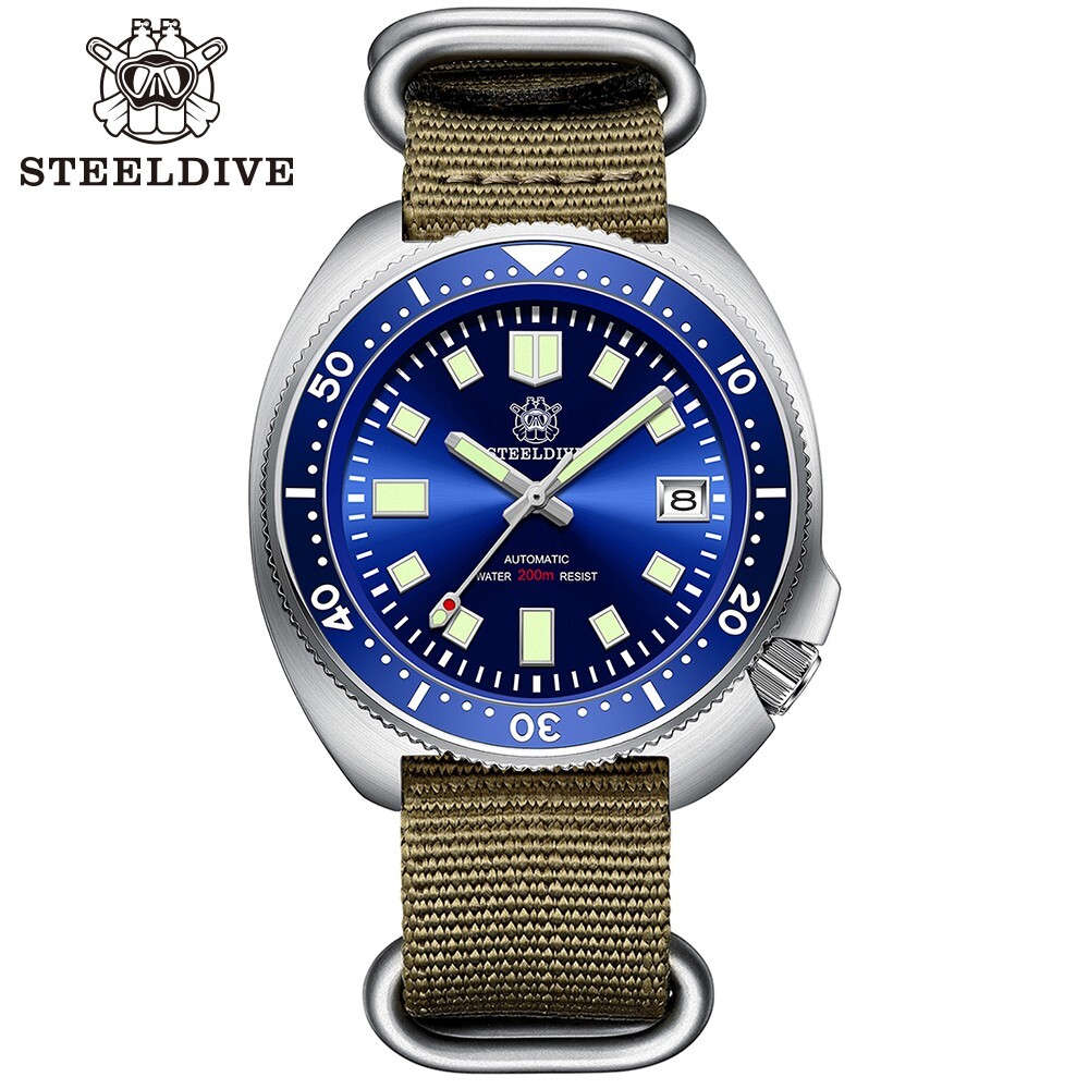 STEELDIVE 200M Waterproof Men's Dive Watch NH35 Sapphire Nylon Strap