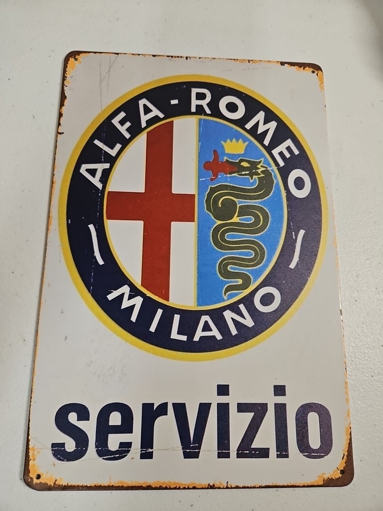 Alfa-Romeo, Milano, Servizio, Rustic Looking Metal Sign, 8x12