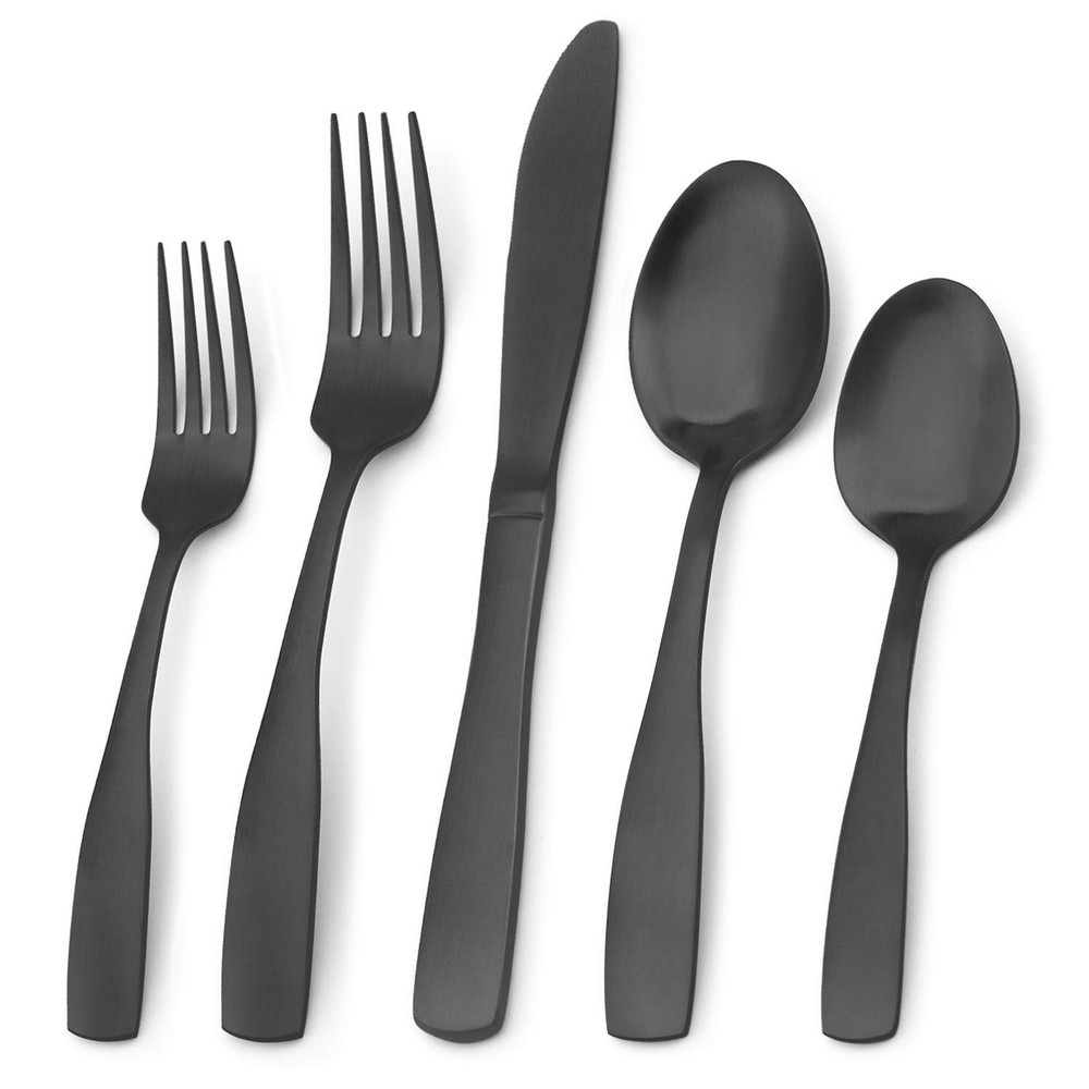 Matte Black 20-Piece Stainless Steel Flatware Set for Modern Kitchens