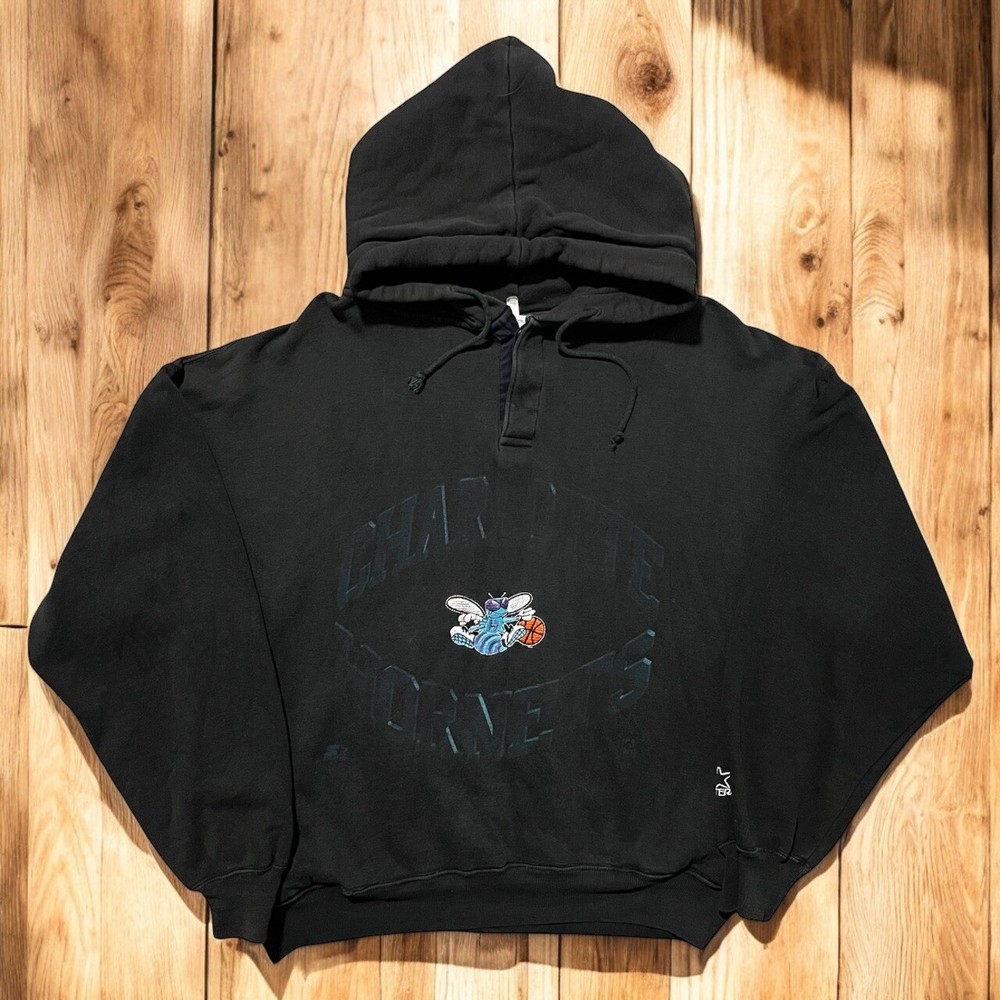 Vintage 90’s Starter NBA Charolette Hornets Faded Distressed Hoodie Size Large