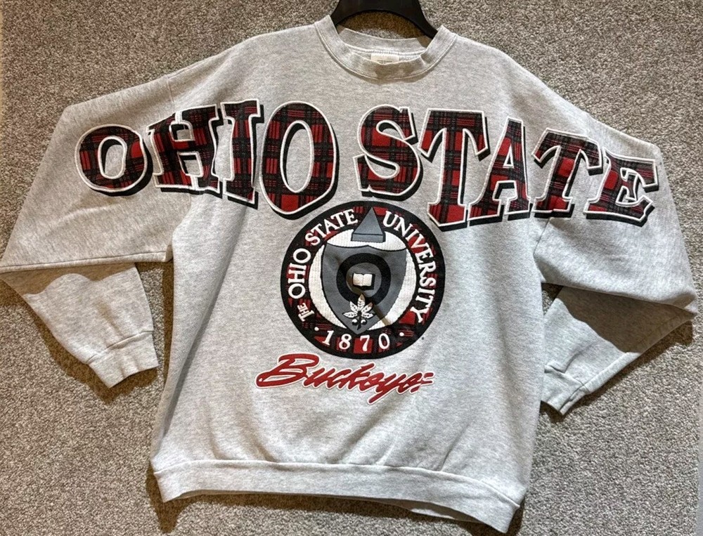 Vintage 90s NCAA Mens Ohio State Buckeyes Spellout Crewneck Sweatshirt Sz XL USA