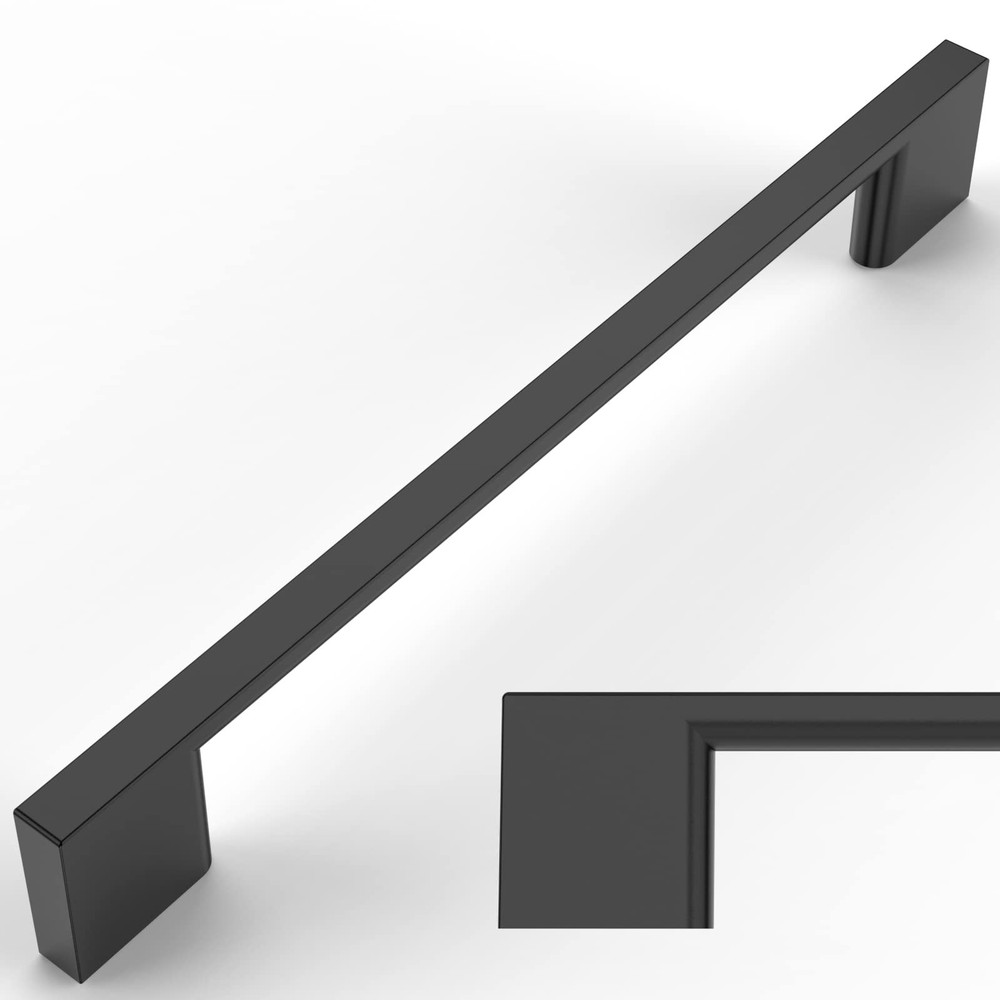 10 Pack 6.25 Inch Matte Black Zinc Cabinet Pulls for Kitchen with 160mm Hole Centers  