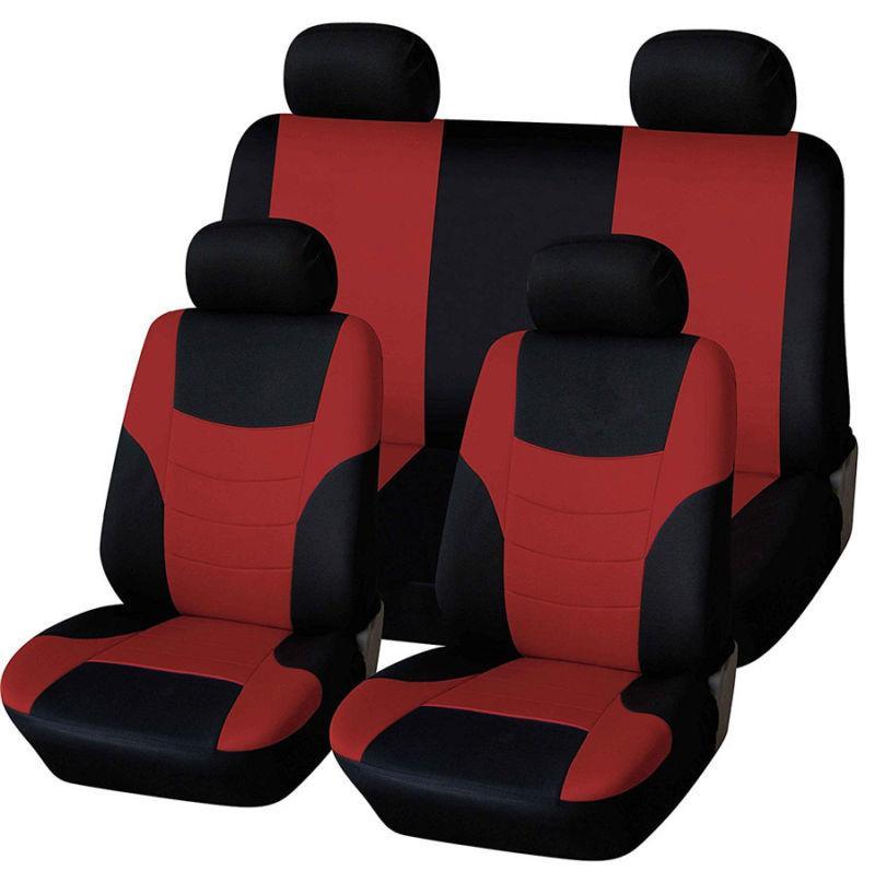 Car Front+Rear 5-Seats Cover Set Four Season Universal Red Breathable Protector