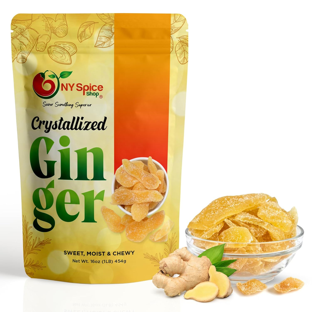 Organic Candied Ginger Slices 16oz – Crystallized Ginger for Baking & Snacking