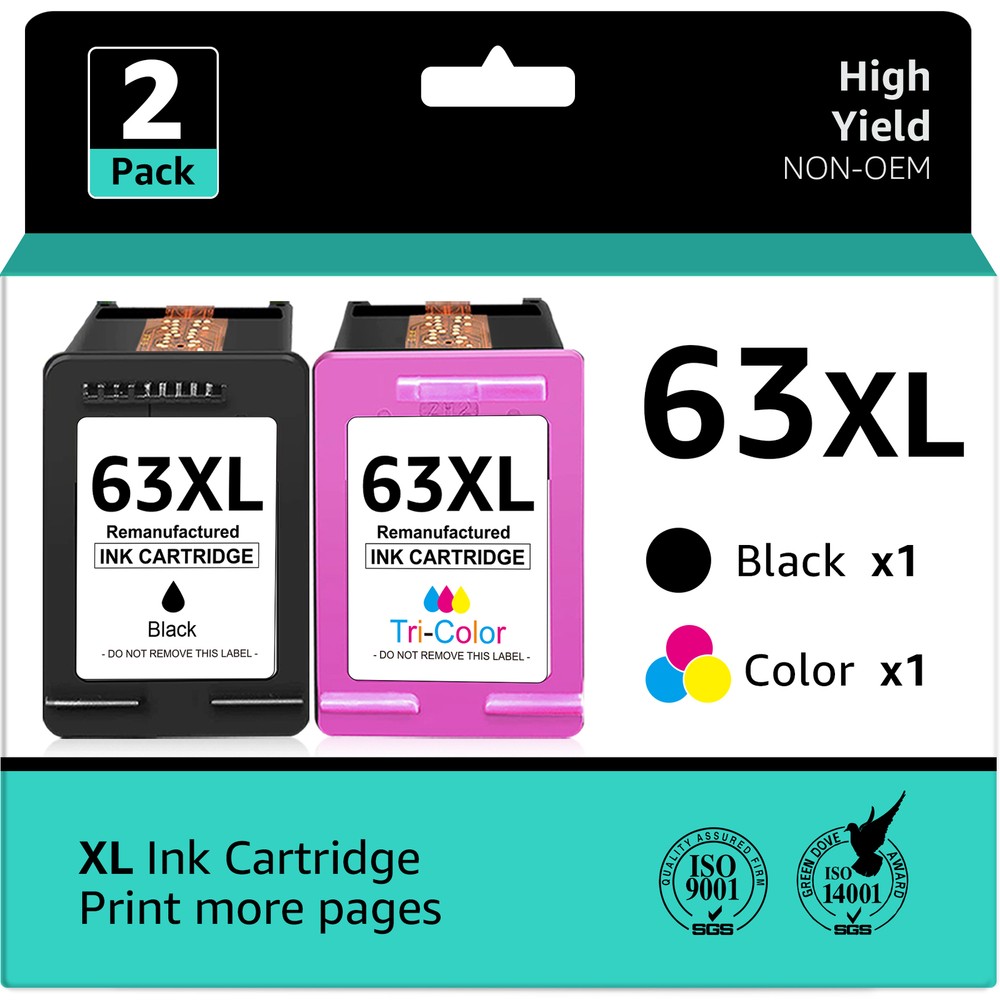 63XL Ink Cartridge for HP 63 OfficeJet 3830 4650 4655 5200 ENVY 4512 4516 4520