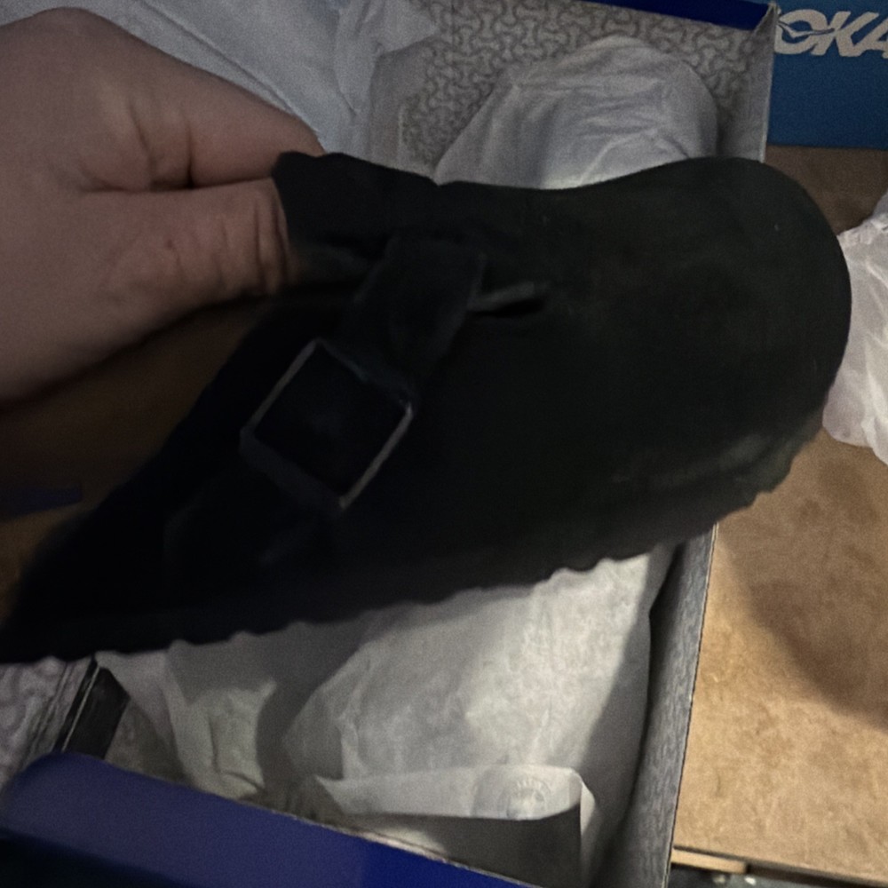 Birkenstock Boston Bs  Suede Leather  Black Color Regula