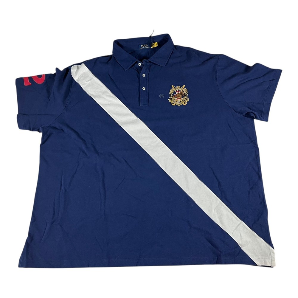 Polo Ralph Lauren Men's Custom Fit Polo Shirt Crest Logo Stripe Size 4XB NEW
