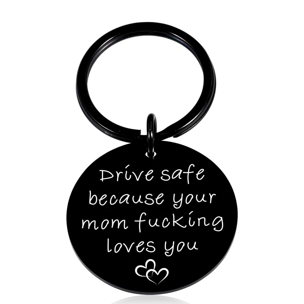 Fathers Day Gift for Son Boys Father Day Present from Mom Drive Safe Keychain...-image