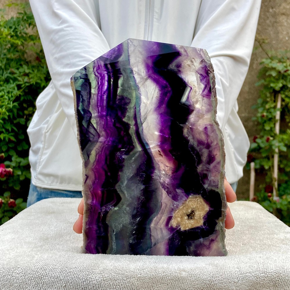 2.5LB Natural Rainbow Fluorite Obelisk Crystal Wand for Healing and Energy