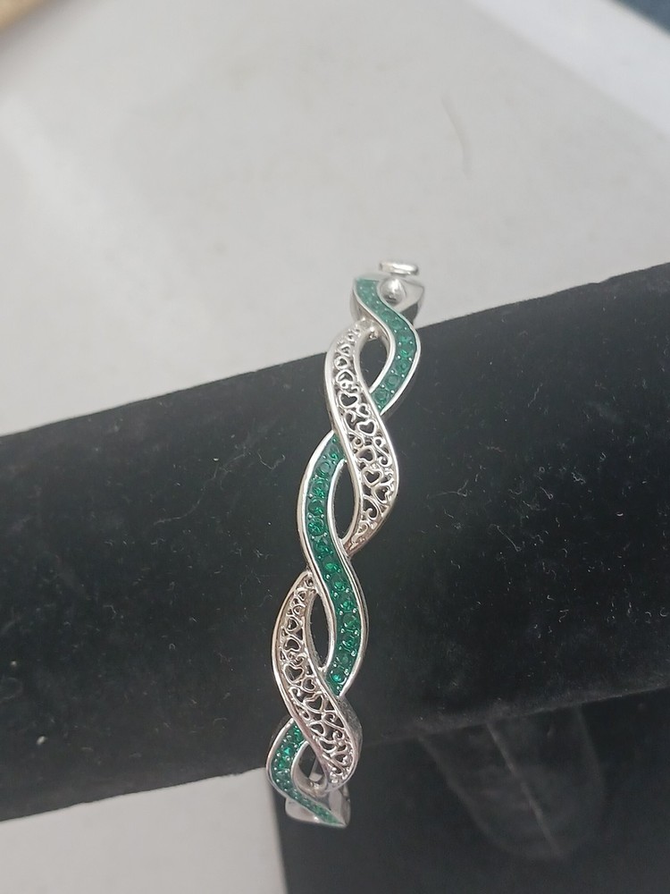 Bradford BGE Faux Emerald Bangle Bracelet with Inspirational Inscription
