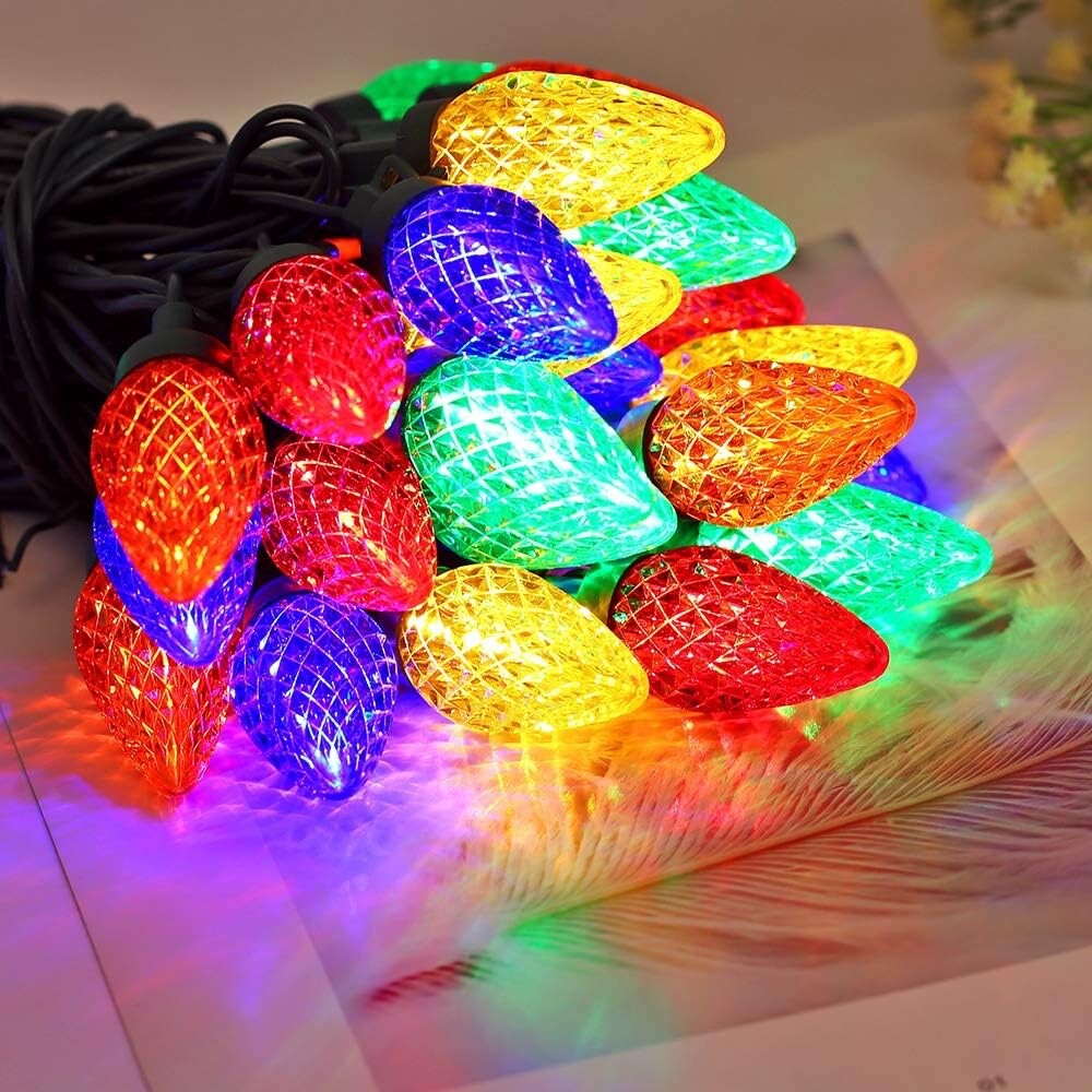Brightown 50 ct C9 LED Multicolored Faceted Steady Lit Christmas Lights 35ft NEW