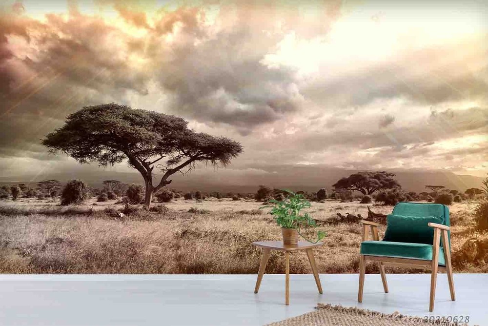 3D Grassland Tree Sky Landscape Wall Murals Wallpaper Murals Wall Sticker