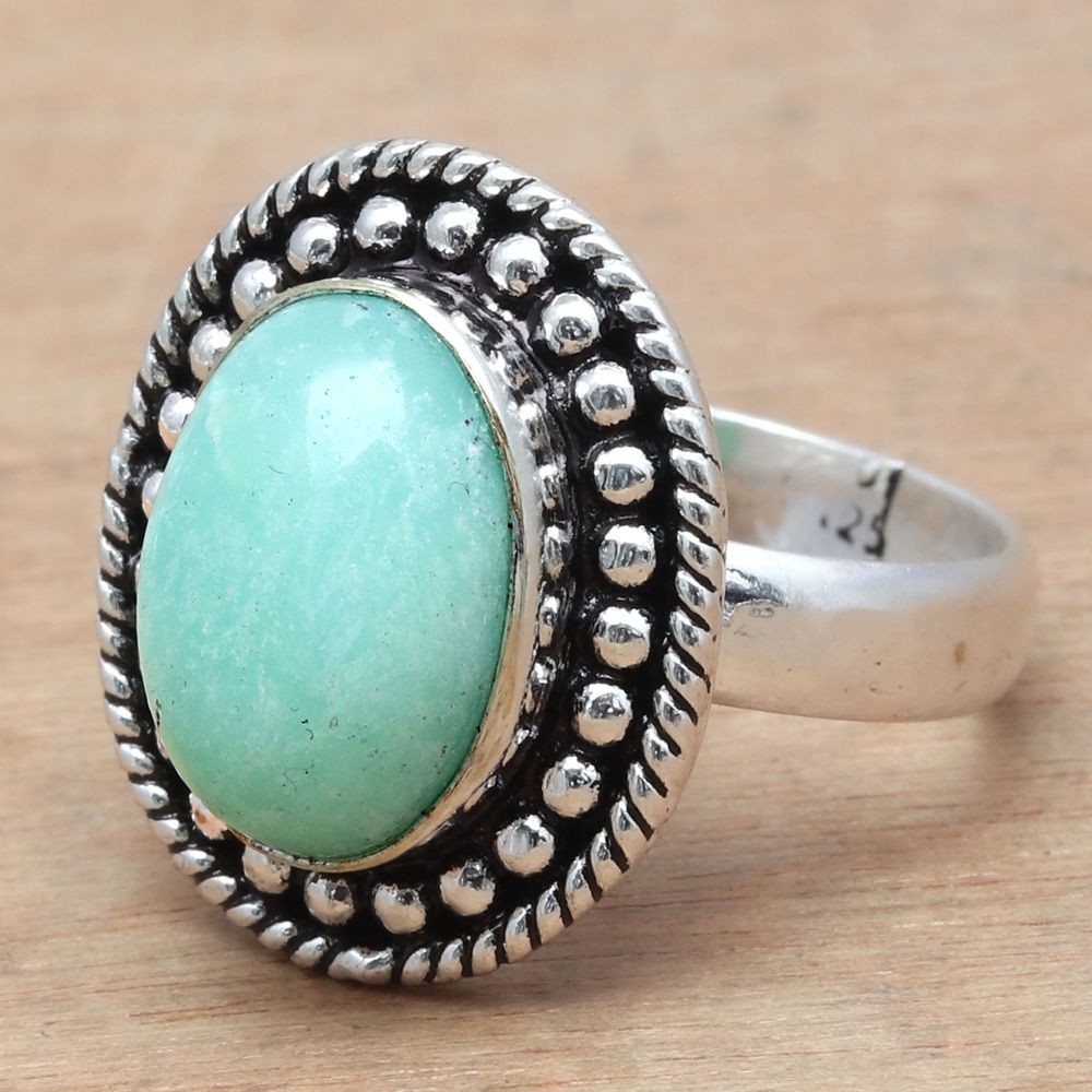 Chrysoprase Gemstone Handmade Sterling Silver Jewelry Size 9