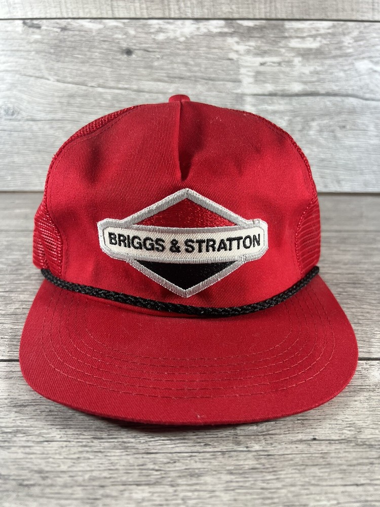 VINTAGE Trucker Hat Cap Snap Back Red K Products Briggs & Stratton USA Engine