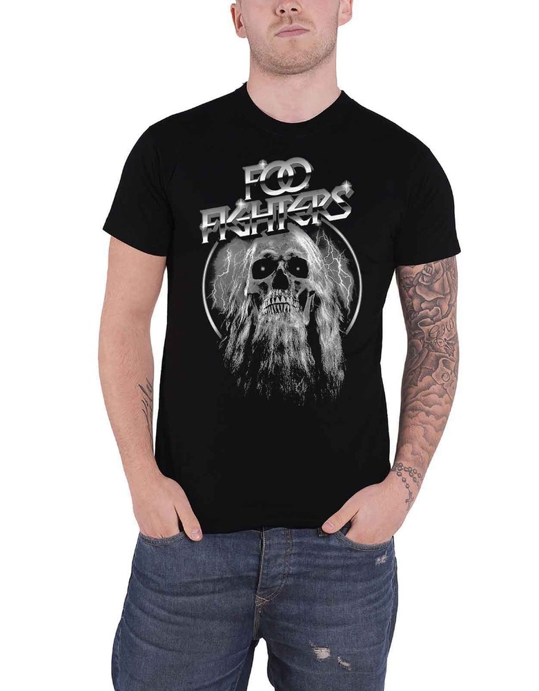 Foo Fighters Bearded Skull Logo Official Men's Black Band T-Shirt