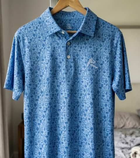 HOT RHOBACK Pauly Mont Blue Performance Polo Baseball Print-All Day Comfort Wear