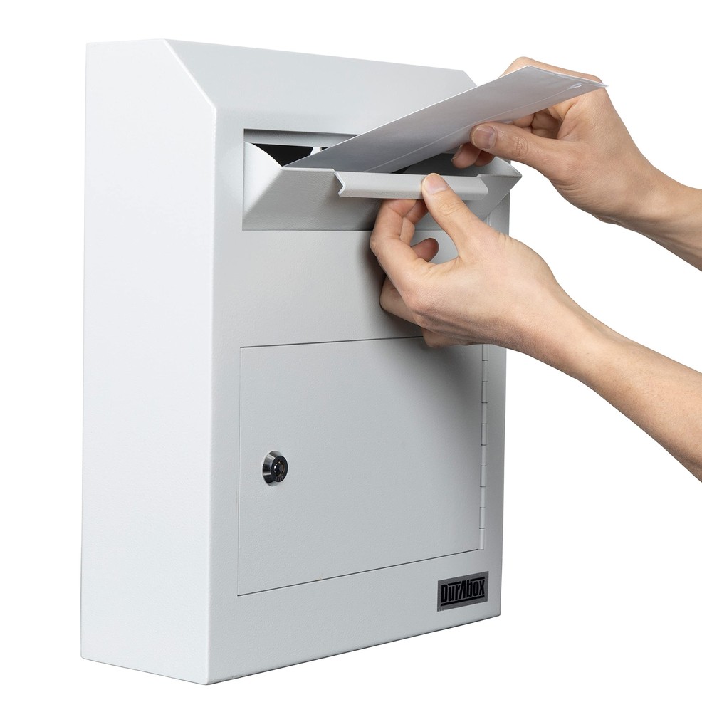 Wall Mount Locking Drop Box, Heavy Duty Steel Mailbox for Rent Payments, , Ke...