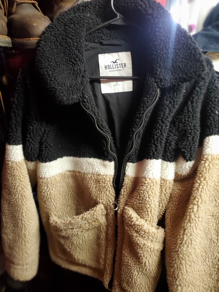 New Hollister by A&F Women Faux Shearling Teddy Jacket Coat - Multi Color - S