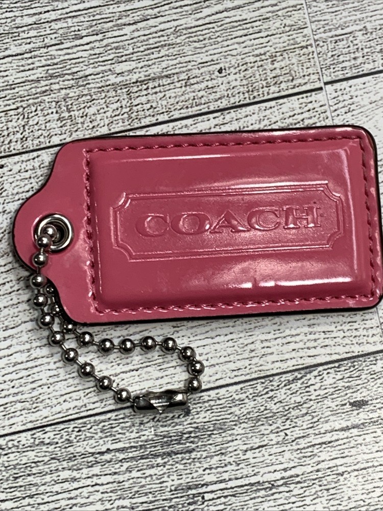 COACH Pink Nickel Bag Tag Charm 3 Inch Hang Tag Accessory