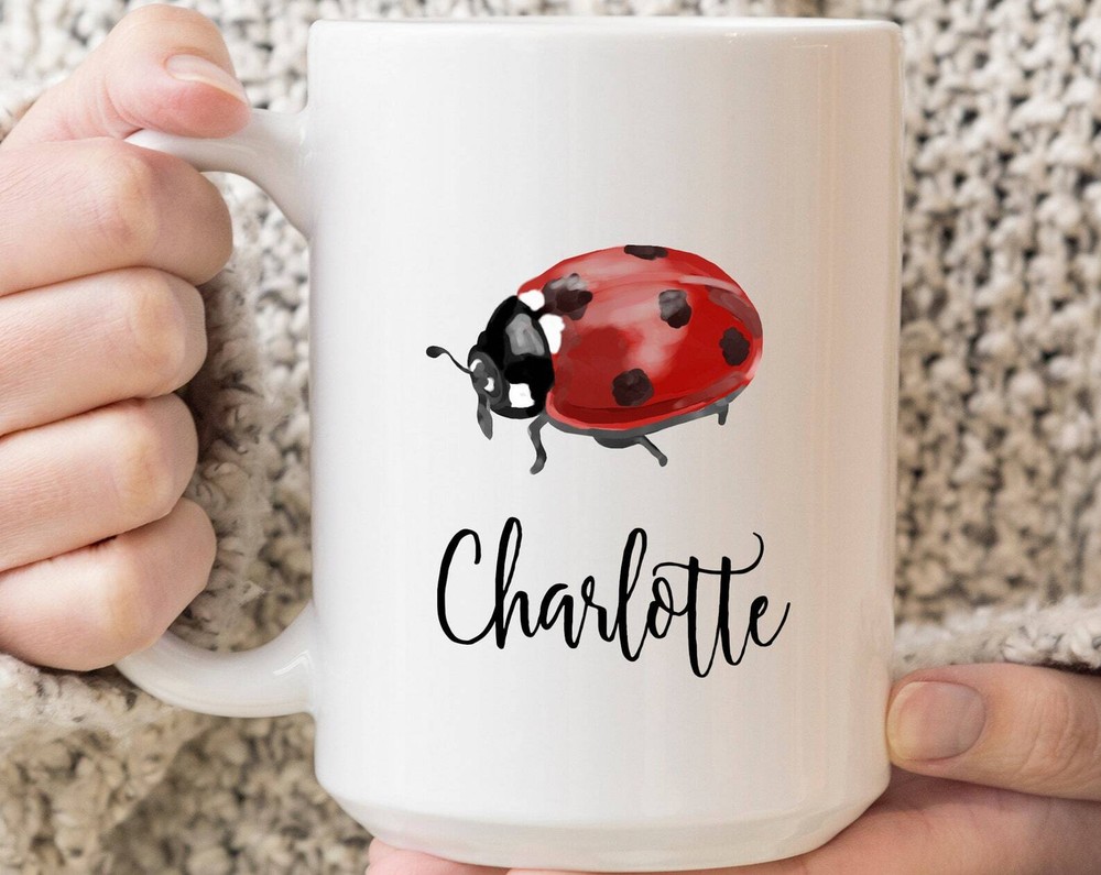 Custom Name Ladybug Mug - Personalized Ladybug Coffee Gift