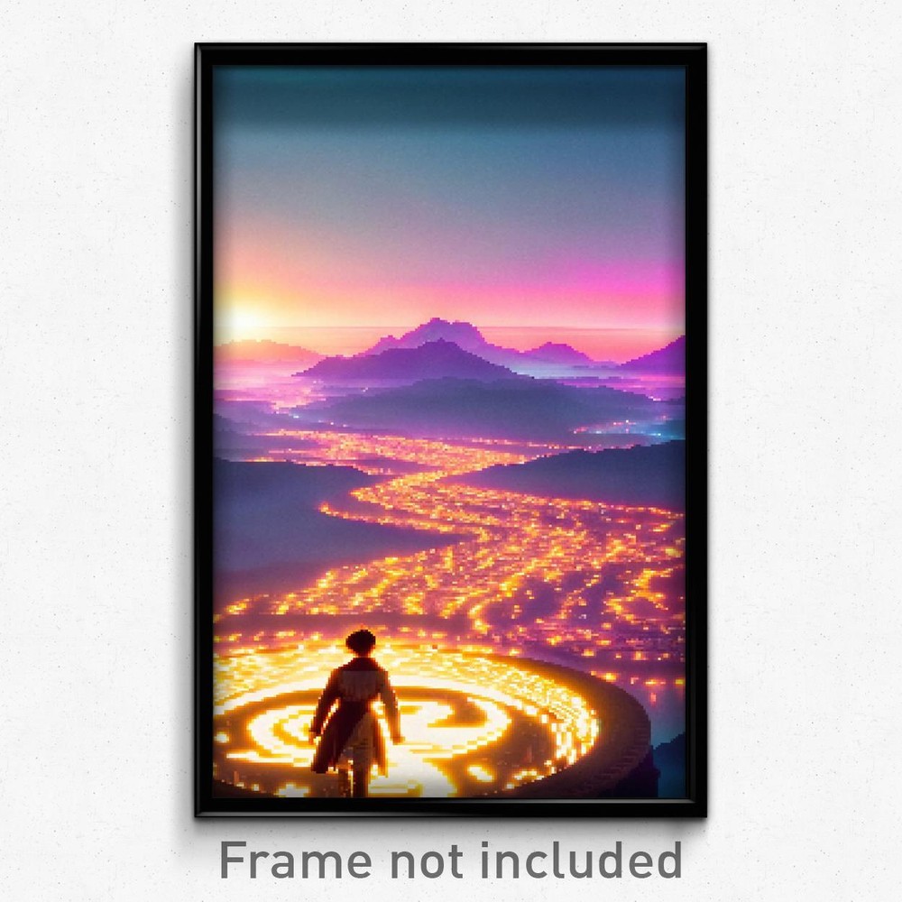 8-Bit Psychedelic Pixel Art Poster - Infinite Tableau Trippy Gamer Print