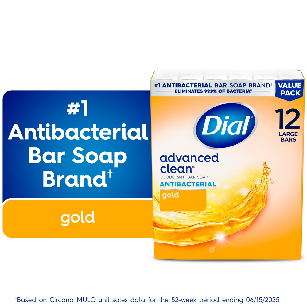 Dial Gold Antibacterial Deodorant Bar Soap, Advanced Clean Deep Cleanse Bar 4 oz