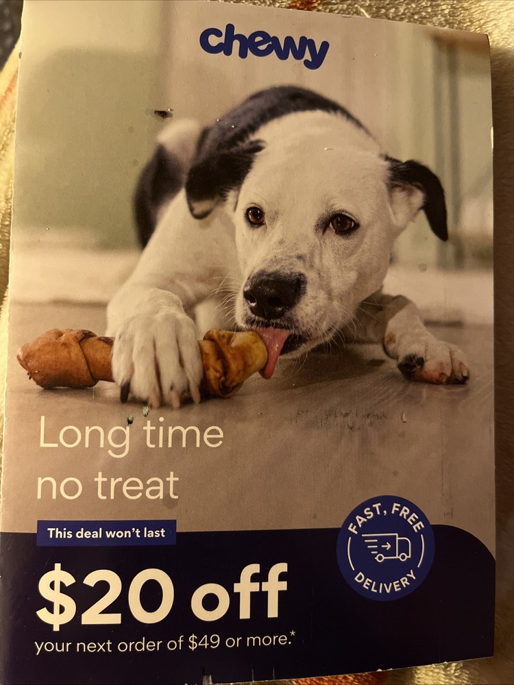CHEWY COUPON, $20 Off $49, Exp 3/31/26-image