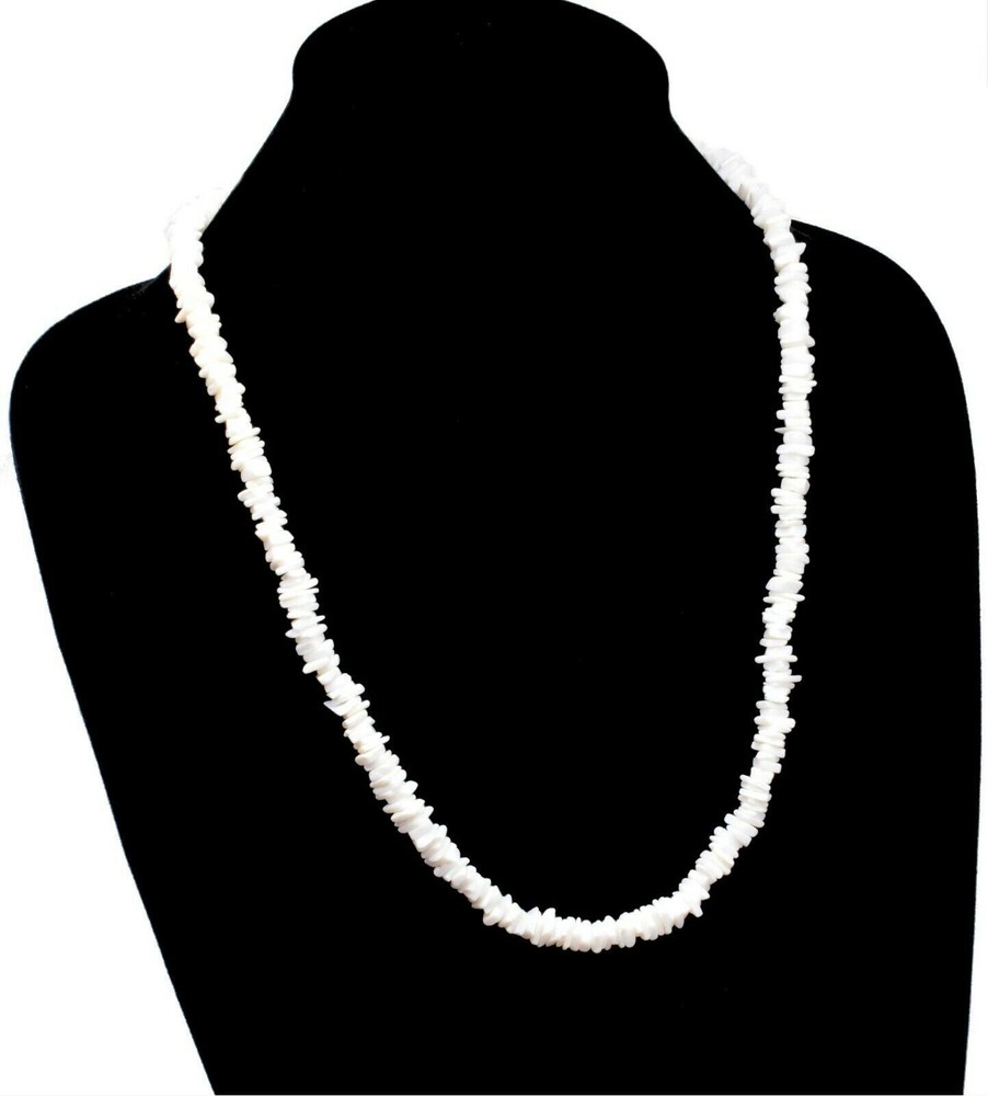 White Chipped Puka Sea Shell Beach Surfer Chic Festive Necklace 24