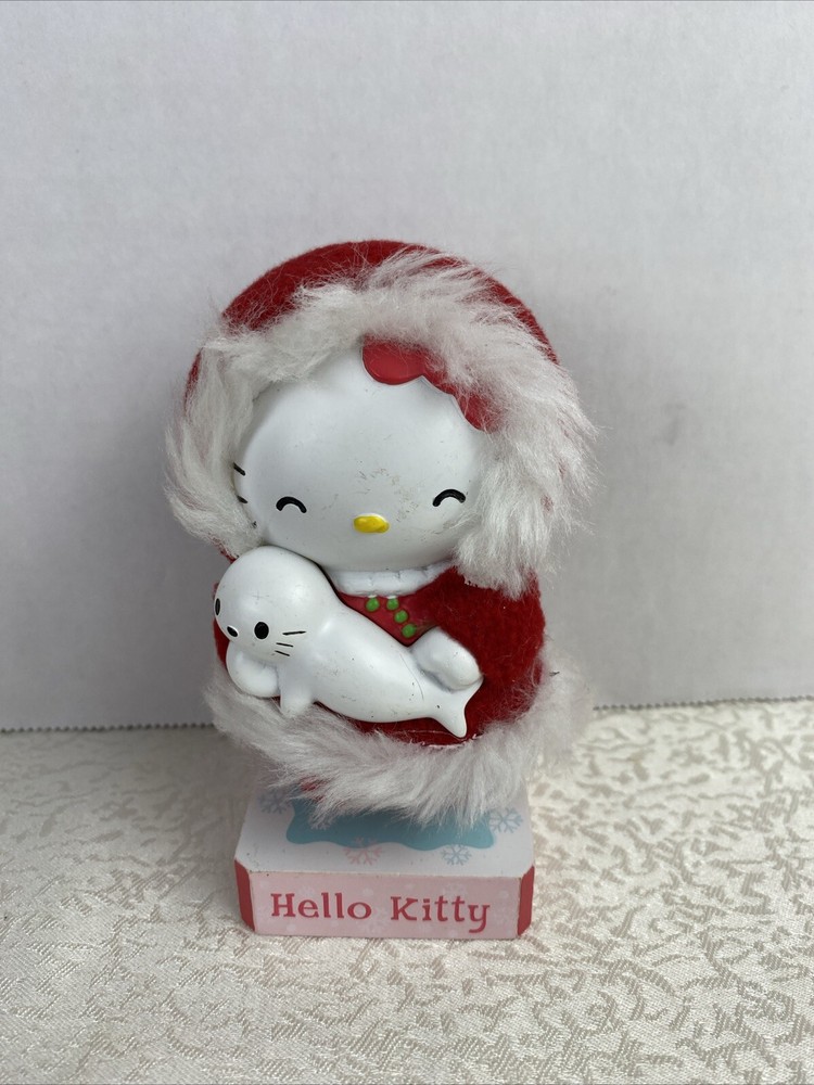 RARE Hello Kitty Bobble Head Figure Red Winter Christmas Limited Edition 2003