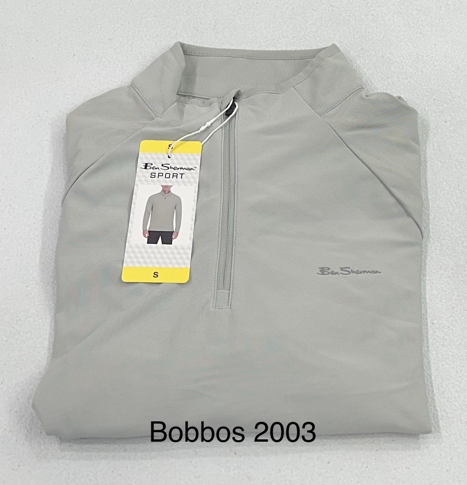 Ben Sherman Men's Quarter Zip Active Stretch Sport T-Shirt, Gray, Size S