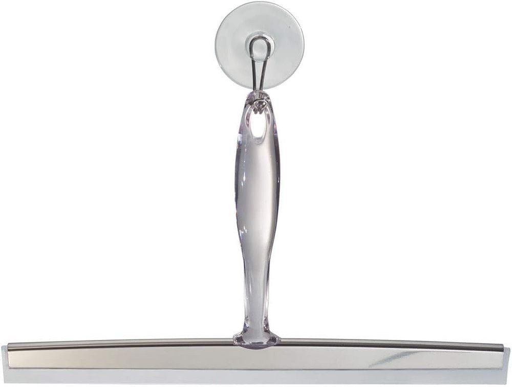 iDesign Zia 12-Inch Metal & Plastic Bathroom Squeegee - Stainless Steel & Clear Blade