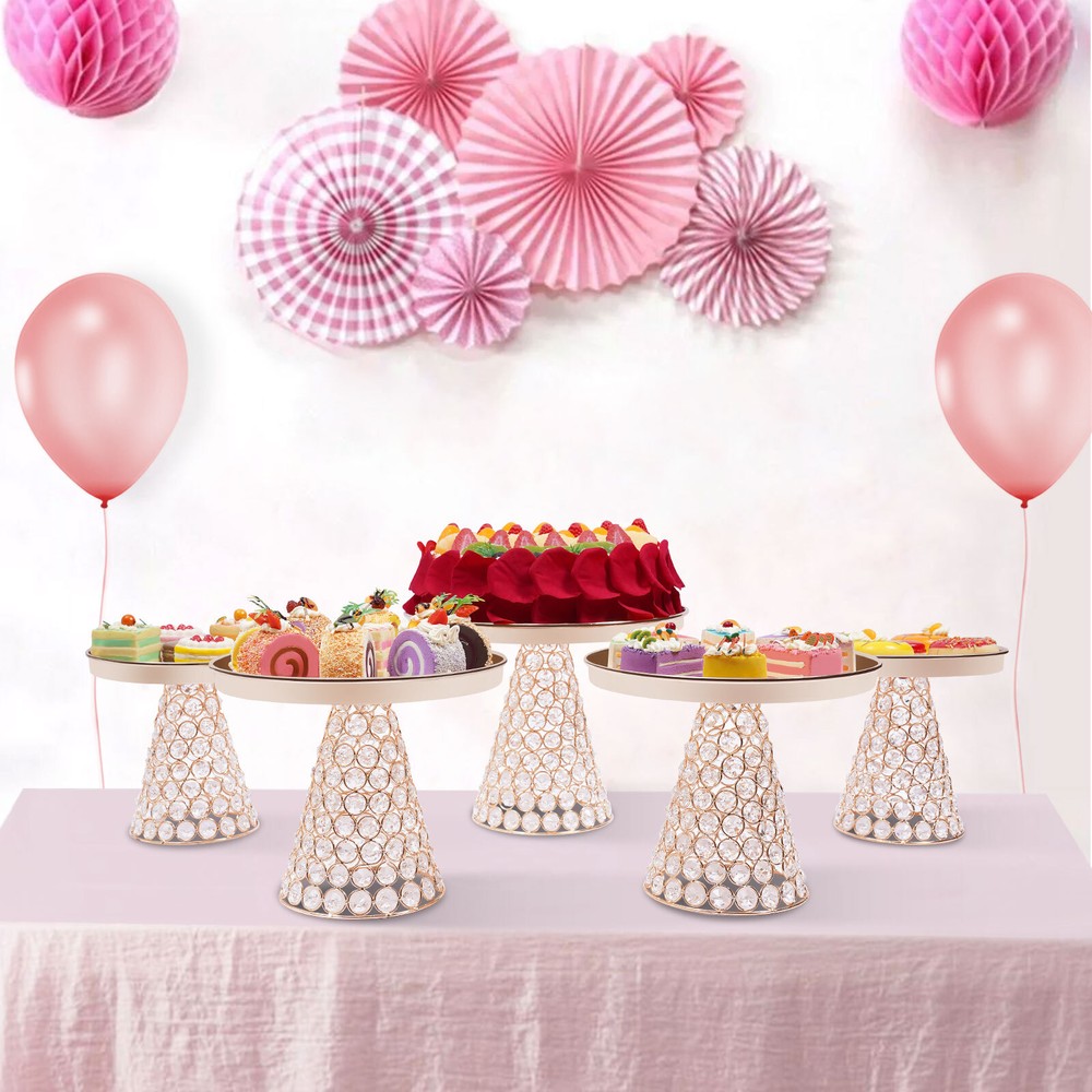 Elegant 5-Piece Wedding Party Cake Plate Stand for Dessert Display and Decoration