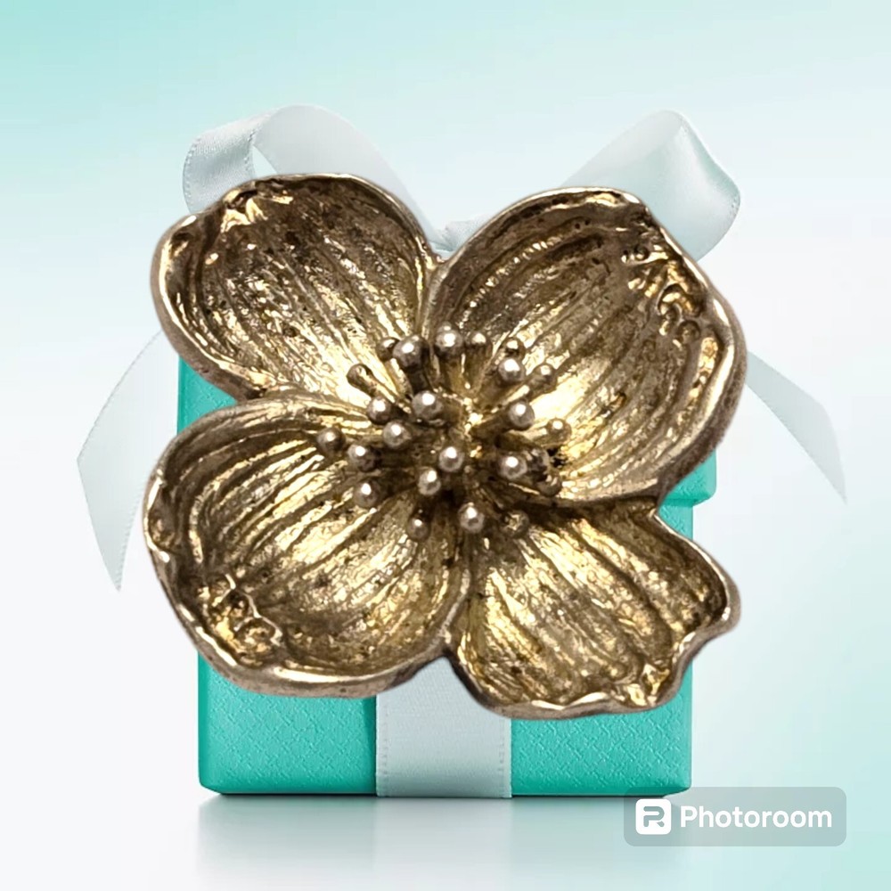 Tiffany & Co RARE VINTAGE Silver Dogwood Flower Brooch