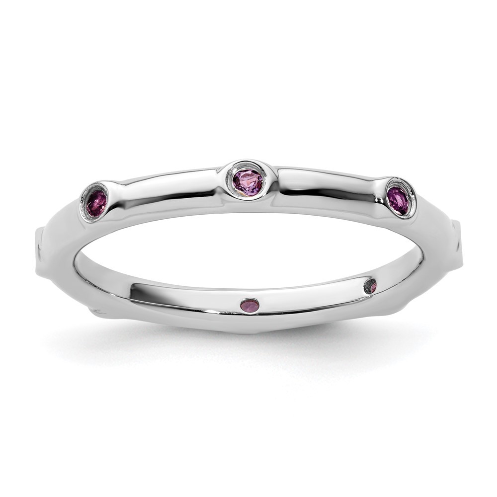 925 Sterling Silver Stackable Expressions Amethyst Ring Size 5