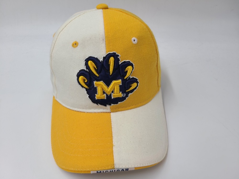 Vintage University of Michigan Wolverines Zephyr Fitted 7 Hat Cap Yellow White