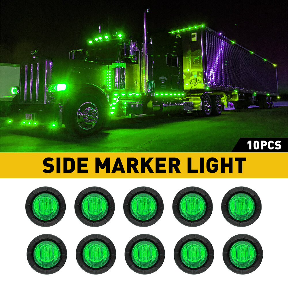 10X3/4 12V Marker LIGHTS LED Bullet Green Trailer RV Truck Round Side Lamp