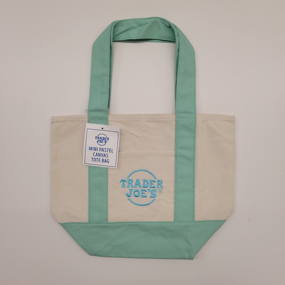 Limited Time Trader Joe's Mini Pastel Canvas Tote Bags Collector's Item-image
