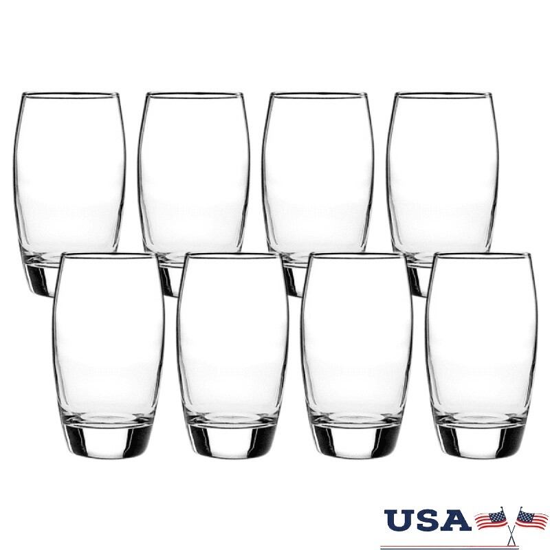 8 Heavy Base Clear Drinking Glasses Dishwasher Safe Durable Glassware Set