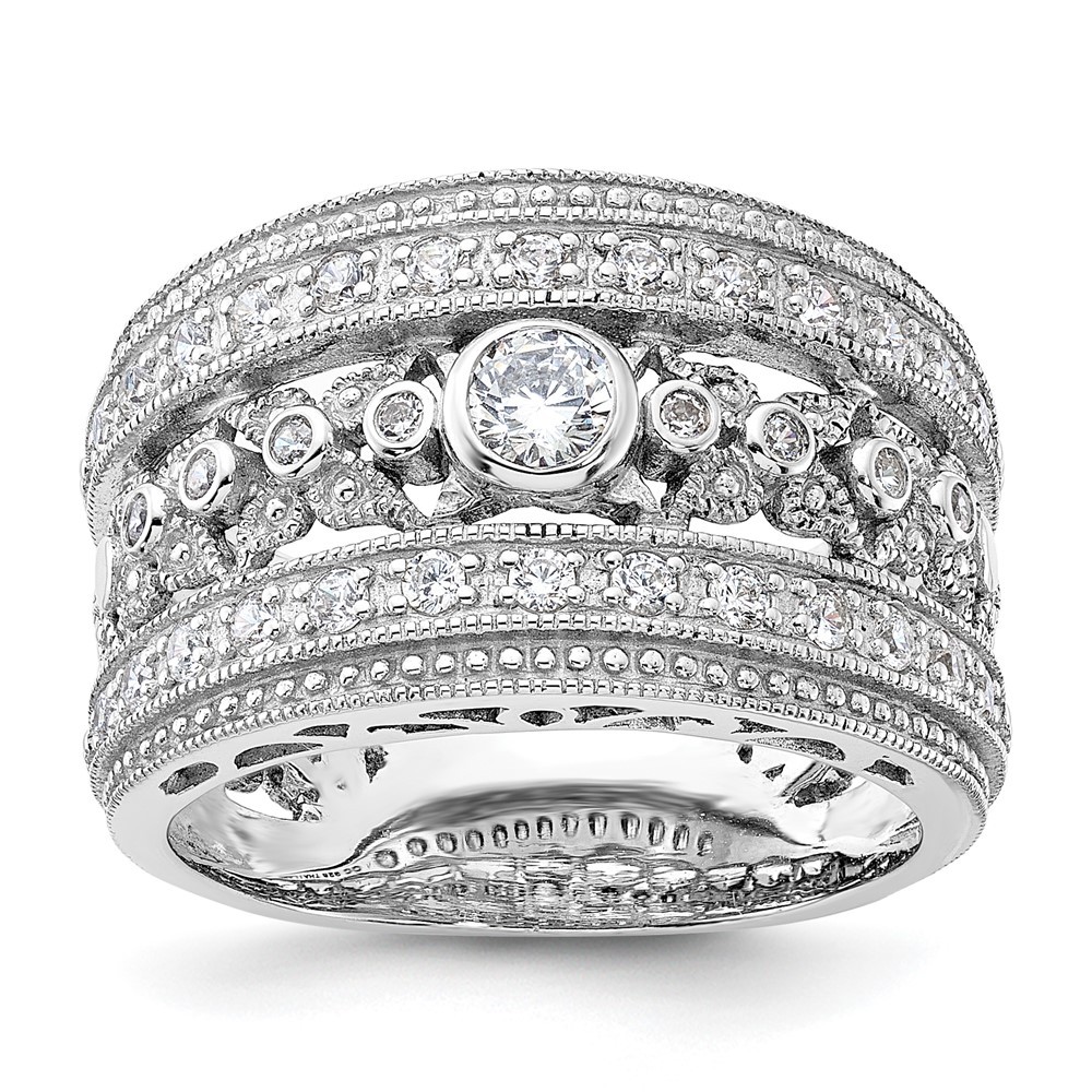 Sterling Silver Rhodium-plated Cubic Zirconia Ring Size 6