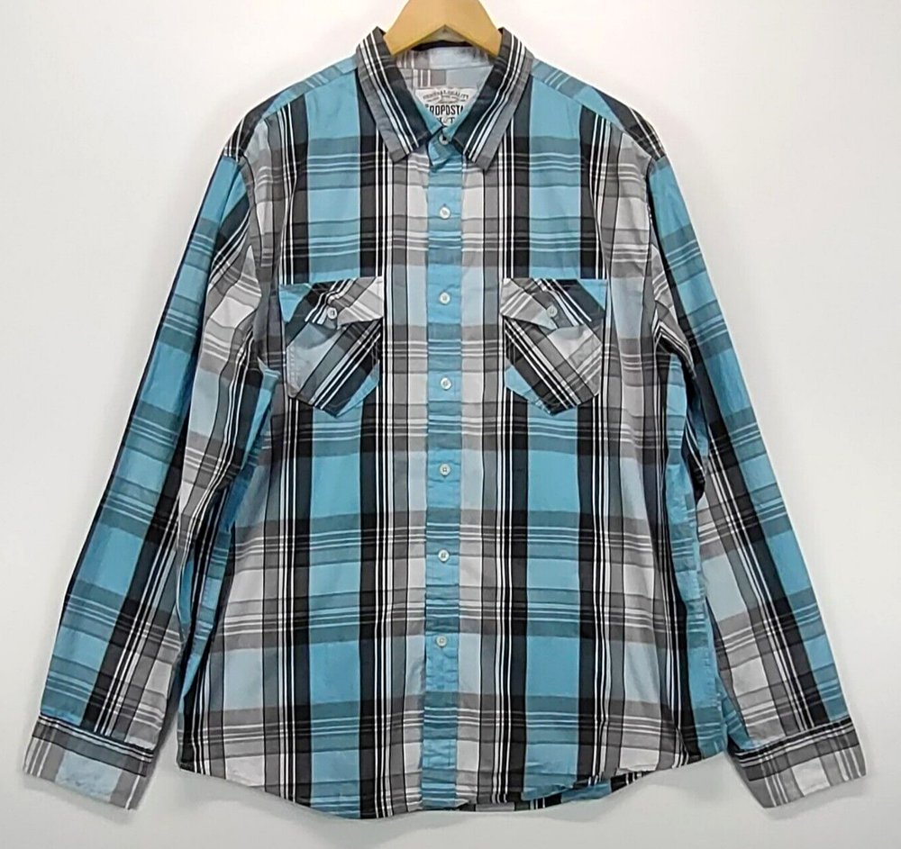 Aeropostale Shirt Mens Extra Large Western Tartan Cotton Long Sleeve Button Up