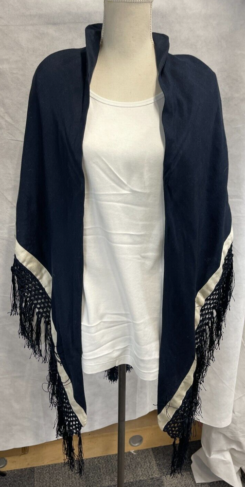 NWT Rag and Bone Silk and Wool Poncho Navy Sport Stripe