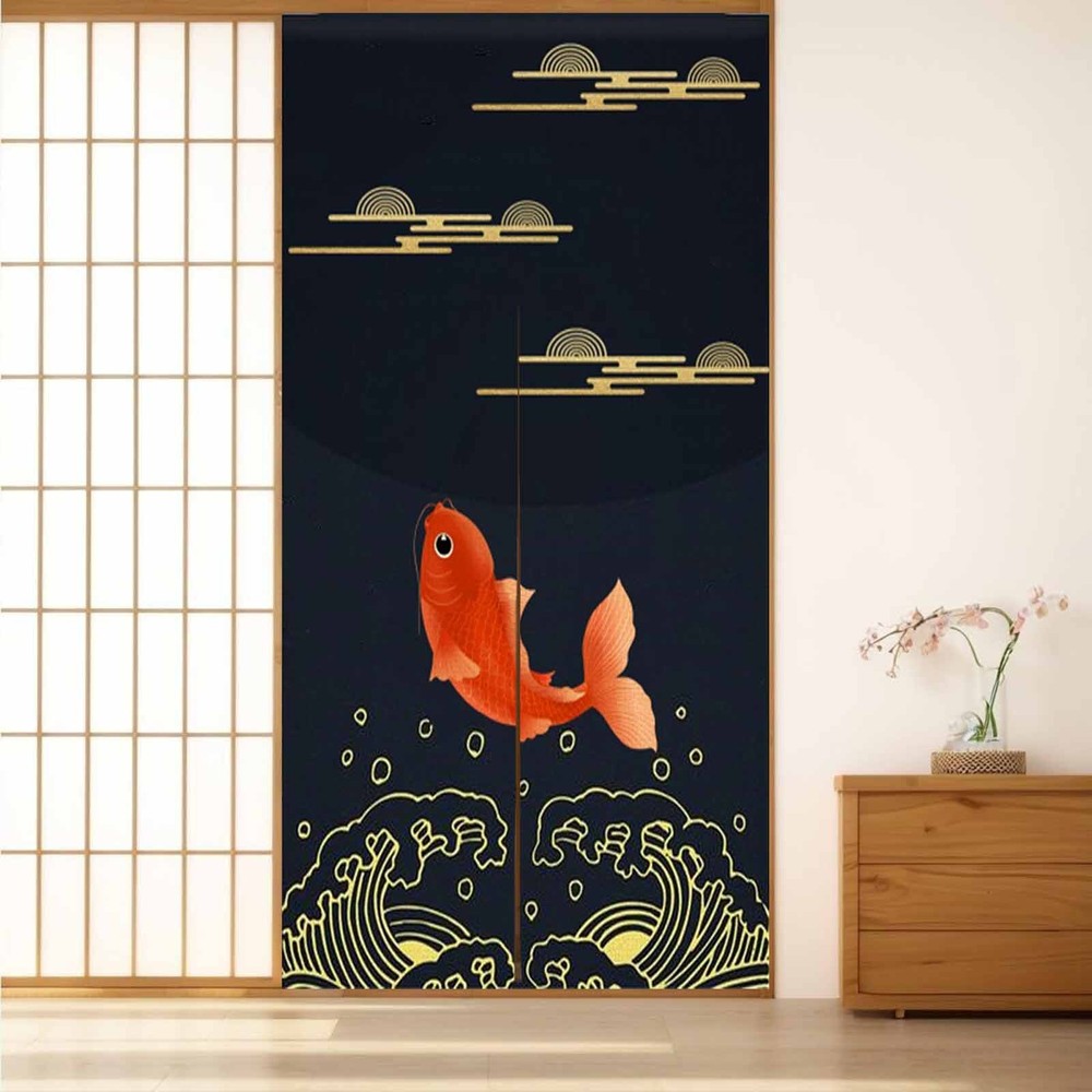 Japanese Koi Fish Noren Doorway Curtain Door Restaurant Kitchen Living Room