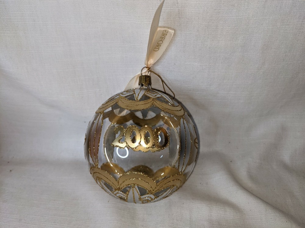 Waterford 2000 New Years Celebration Glass Ball Ornament Holiday Heirloom 116536-image